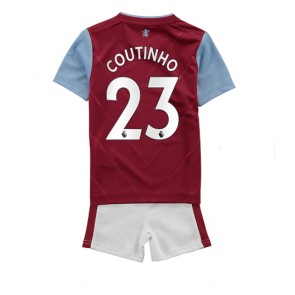 Aston Villa Philippe Coutinho #23 babykläder Hemmatröja barn 2022-23 Korta ärmar (+ Korta byxor)